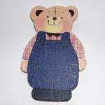 Wooden Dungaree Bear