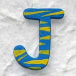 Wooden Letter 'J' Handpainted