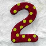 Wooden Number '2' Handpainted