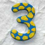 Wooden Number '3' Handpainted