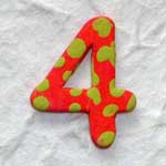 Wooden Number '4' Handpainted