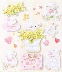 White Bear with Flowers - 3D Decoupage Stickers