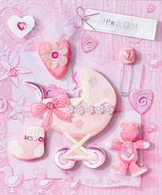 Pink Pram - 3D Decoupage Stickers