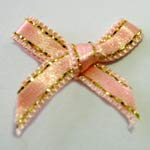 Salmon Pink and Gold Bow
