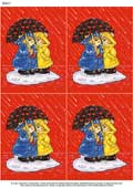 A4 Bears Under Umbrella x 4 - Decoupage Paper