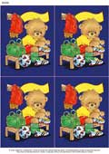 A4 Football Bear x 4 - Decoupage Paper