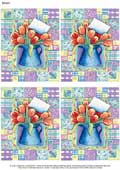 A4 Vase of Flowers x 4 - Decoupage Paper