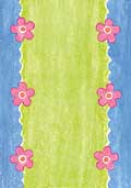 Border Panel - Pink Flowers Border on Green & Blue Panel Card