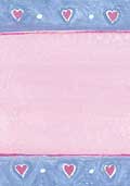 Border Panel - Pink Heart Border / Blue Panel