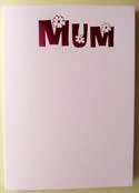 Mum printed Raspberry/Pink Card & Envelope