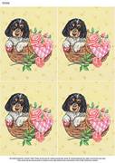 A4 Puppy in Basket x 4 - Decoupage Paper