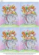 A4 Moving Home Elephant Design x 4 - Decoupage Paper