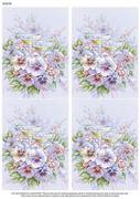 A4 Champagne Glasses & Violas x 4 - Decoupage Paper