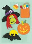 Halloween Witch, Bat and Pumpkin 3D Stickers