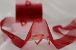Ribbon with Iridescent Cutout Heart - Red