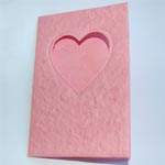 Heart window card 6" x 4 " Pink & Matching pink envelope