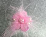 Sheer fabric wired Pink Flower with Pearlised Sequins Sheer fabric wired Pink Flower with Pearlised Sequins