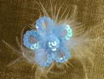 Sheer fabric wired Blue Flower with Pearlised Sequins Sheer fabric wired Blue Flower with Pearlised Sequins