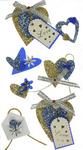 Blue & Gold Sparkle Hearts with Love Tags