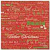 Red Santa Words Scrapbooking Paper 12x12"